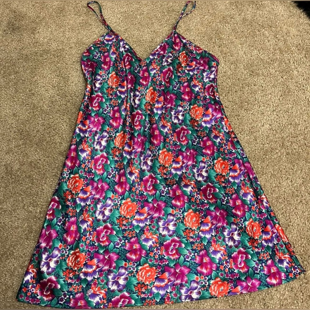 ValMode Lingerie floral silk slip dress